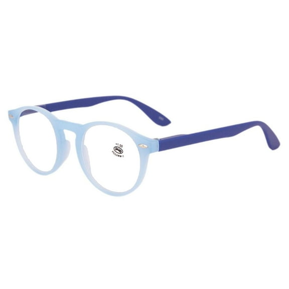 Womens Blue Vintage Round Reading Glasses Stylish Mens Classic Spring Hinge Readers +2.00