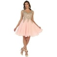 thumbnail image 1 of Womens Blush Cocktail Semi Formal Graduation Short V-Neck Sleeveless A-Line Plus Size Dress, 1 of 10