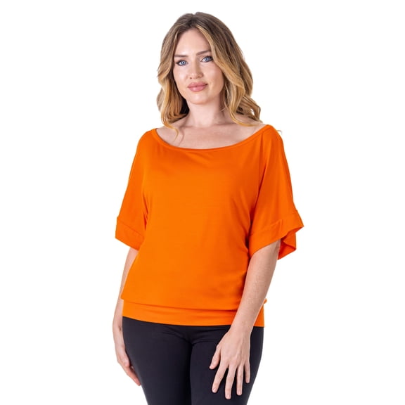 Womens Boat Neck Dolman Style Top