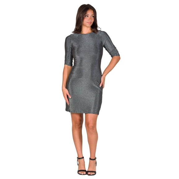 Womens Boat Neck Shimmery Mini Dress