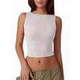 thumbnail image 1 of Womens Boat Neck Tank Tops Sleeveless Slim Fit Shirts Summer Going Out Y2K Fashion Outfit Clothes White S, 1 of 4