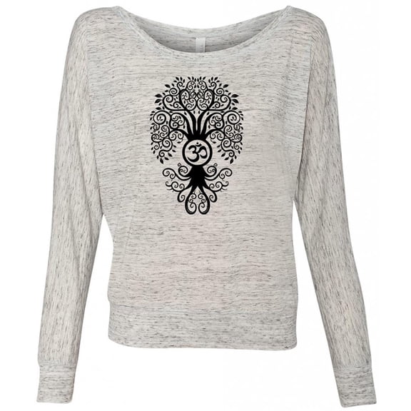Womens Bodhi OM Dolman Tee Shirt - White Marble