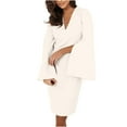 thumbnail image 1 of Womens Bodycon Pencil Dress Elegant Split Flared Sleeve Work Business Office Casual Midi Dresses, 1 of 5