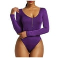 thumbnail image 1 of Womens Bodysuits Clearance Bib Pants Coverall Undershirts Onepiece Leotard Green Lingerie ,Purple,S, 1 of 8