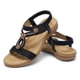 thumbnail image 1 of Littleplum Women's Flat Sandals with Arch Support Bohemian Elastic Ankle Strap Non-Slip Casual Beach Vacations Summer Shoes for Women, Black, 7.5, 1 of 11