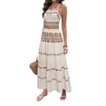 thumbnail image 1 of Womens Bohemian Printed Beach Set Halter Neck Sleeveless Top and Midi Skirt Two Piece Outfit White S, 1 of 9