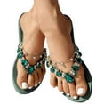 thumbnail image 1 of Womens Bohemian Rhinestone Flip Flops Ladies Casual Summer Beach Slide Shoes Grils Fashion Platform Thong Sandals, 1 of 8