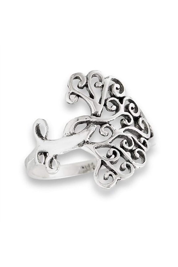 Womens Bohemian Style Tree of Life Ring 925 Sterling Silver Viking Yggdrasil Band Fantasy Forge Jewelry