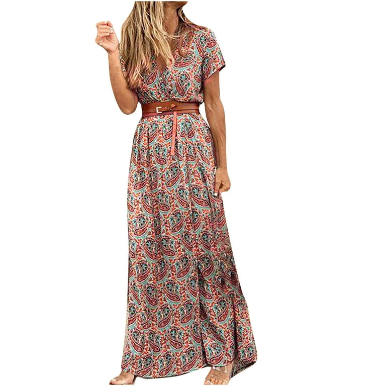 Boho casual swing long skirt for women in Green 1038# Boho casual swing long skirt for women in Green 1038#