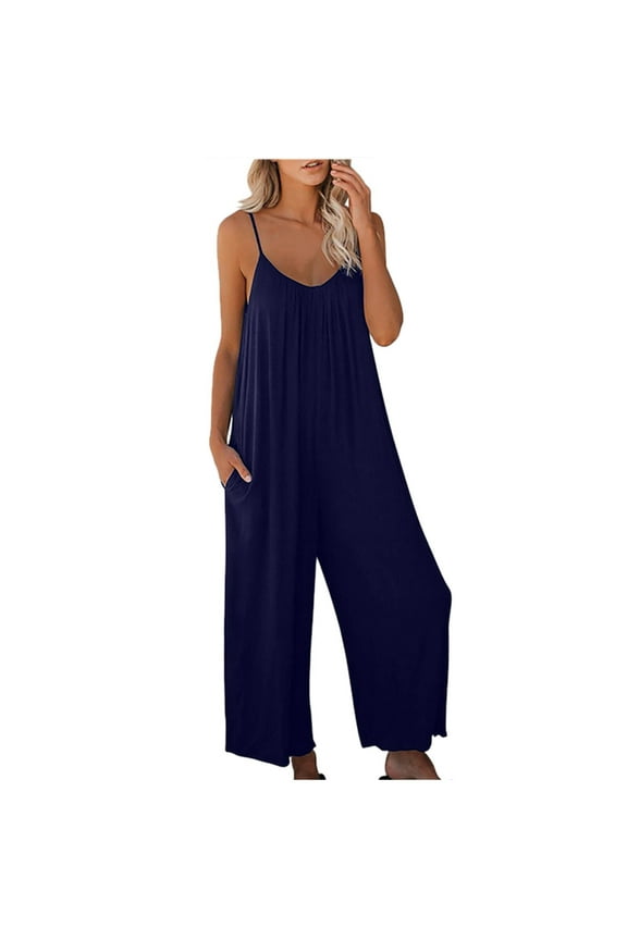 Womens Boho Dressy Jumpsuits Summer Fashion Classic Pants Comfortable Jumpsuits Adjustable Spaghetti Strap Stretchy Cotton and Linen Long Pant Boho Floral Printed Romper