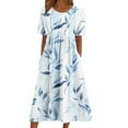 thumbnail image 1 of Womens Boho Floral Flowy Midi Dresses Casual Loose Summer Short Sleeve Beach Dress with Pockets, 1 of 4