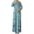 thumbnail image 1 of Womens Boho Floral Maxi Dresses Elegant Long Sleeve Swing Dress Crewneck Loose Casual Ankle-Length Dress Long Dresses, 1 of 7