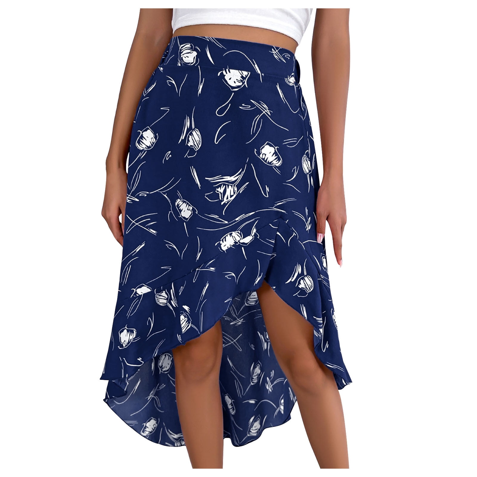 Blue High Low Skirts