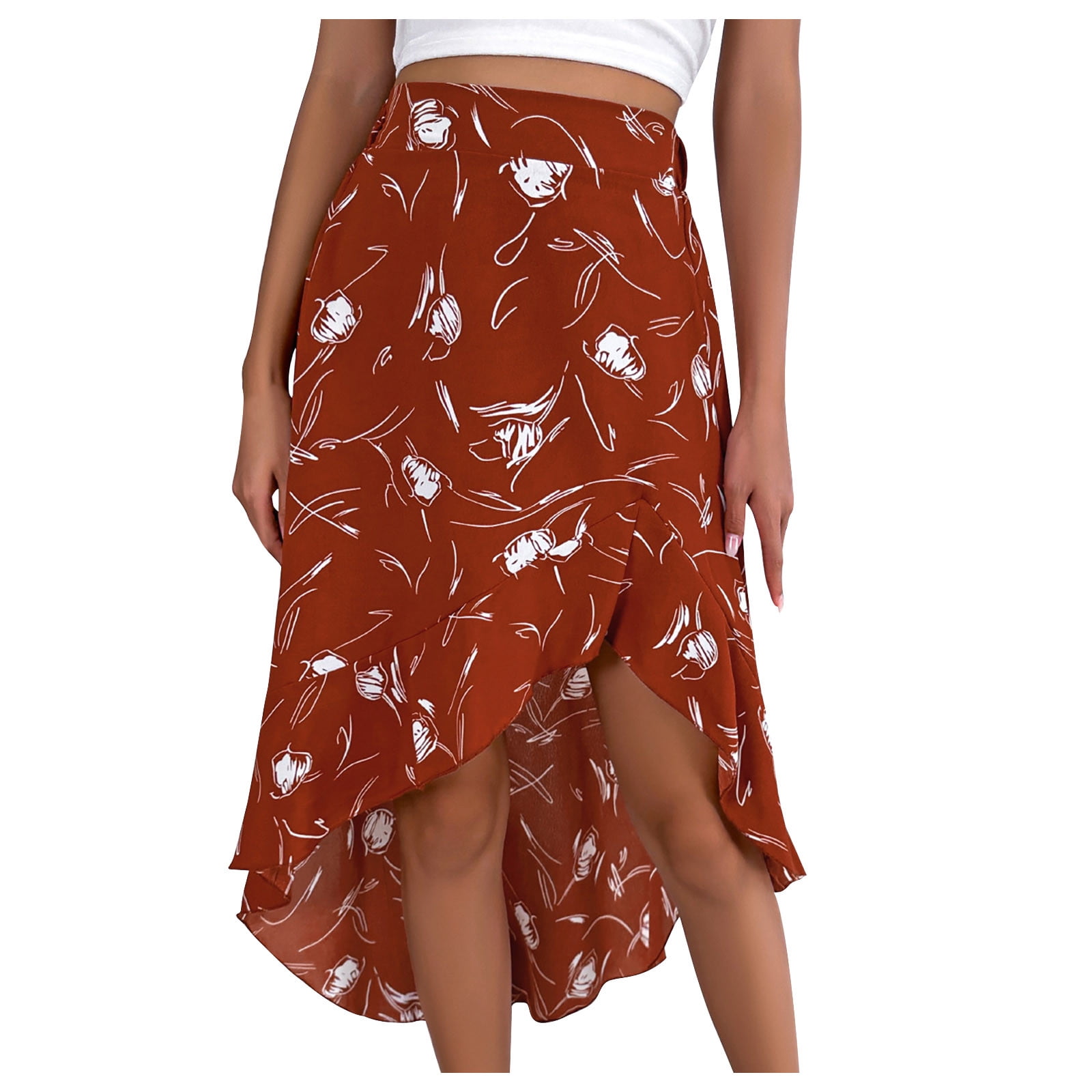 Women's pleated high low cheap skirt