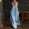 thumbnail image 1 of Womens Boho Halter Jumpsuit Lace Trim Deep V Neck Sleeveless Backless Summer Flowy Beach Casual Wide Leg Long Jumpsuit L, 1 of 5