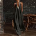 thumbnail image 1 of Womens Boho Halter Jumpsuit Lace Trim Deep V Neck Sleeveless Backless Summer Flowy Beach Casual Wide Leg Long Jumpsuit L, 1 of 5