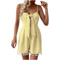 thumbnail image 1 of Womens Boho Jumps Summer Romper Strapless Strap Romper Casual Short Rompers Wide Leg Jump 2025 Trendy, 1 of 9