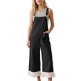 thumbnail image 1 of Womens Boho Lace Patchwork Bib Overalls Casual Adjustable Straps Wide Leg Jumpsuits with Pockets, 1 of 7