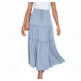 thumbnail image 1 of Womens Boho Maxi Skirt Elastic High Waist A-Line Pleated Ruffle Flowy Long Skirts, 1 of 6
