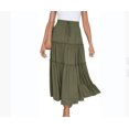 thumbnail image 1 of Womens Boho Maxi Skirt Elastic High Waist A-Line Pleated Ruffle Flowy Long Skirts, 1 of 6