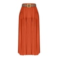 thumbnail image 1 of Womens Boho Maxi Skirt Summer Casual High Waist A-Line Flowy Long Skirt with Pockets Belt for Beach Vacation Orange S, 1 of 6
