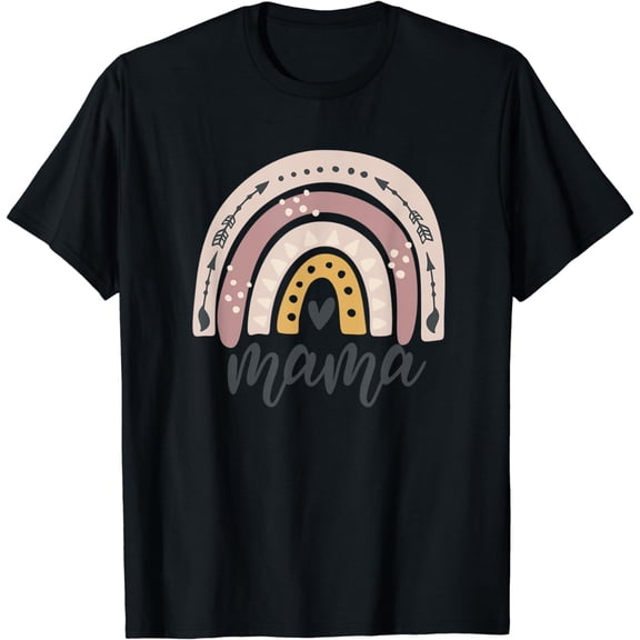 Womens Boho Rainbow Mama Mom Mommy New Mom Mother's Day T-Shirt
