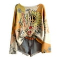 thumbnail image 1 of Womens Boho Vintage Tunic Tops Oversized Floral Casual Graphic Pullover Shirts Fall Long Sleeve Boat Neck Cute Blouses, 1 of 3