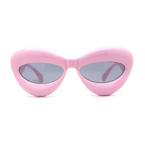 Womens Bold Balloon Bloated Thick Rim Oversize Cat Eye Sunglasses Pink Black