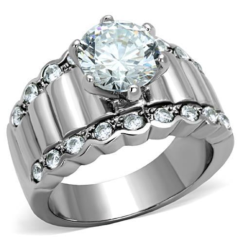 Womens Bold Diamond Ring, Bulky Diamond Engagement Ring, Solitaire Diamond Wedding Ring, Cocktail Diamond Partywear Ring, Wide Shank Band, 925 Sterling Silver, 2.4 Ct Simulated Diamond