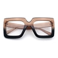 thumbnail image 1 of Womens Bold Mod Thick Plastic Rectangle Blue Light Filtering Computer Glasses Brown Black - Clear, 1 of 8