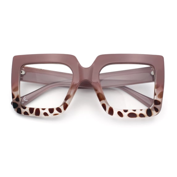 Womens Bold Mod Thick Plastic Rectangle Blue Light Filtering Computer Glasses Toffee Tort - Clear
