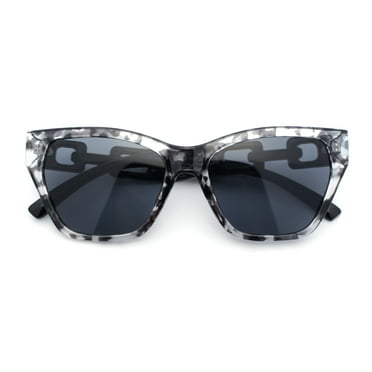 Womens Bold Thick Chain Jewel Arm Oversize Cat Eye Plastic Sunglasses Slate - Black