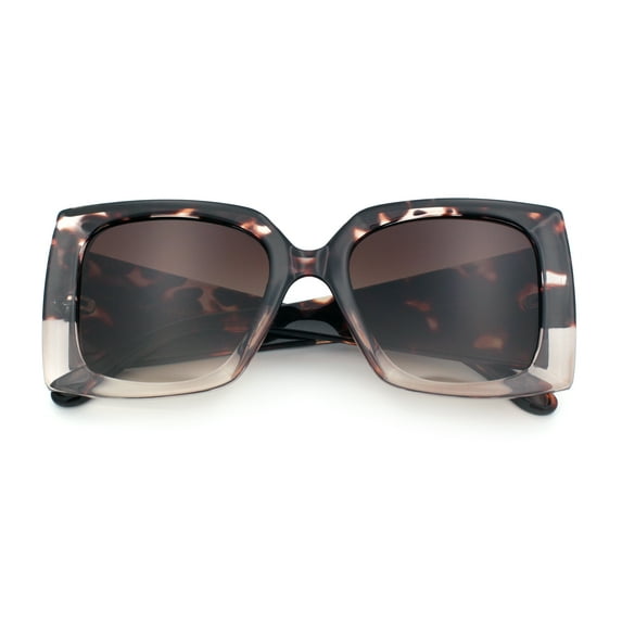 Womens Bold Thick Plastic Butterfly Squared Rectangle Oversize Diva Sunglasses Tortoise Clear - Brown