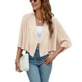 thumbnail image 1 of Womens Bolero Shrug Batwing 3/4 Sleeve Cropped Cardigans Chiffon Sheer Shrugs, 1 of 5
