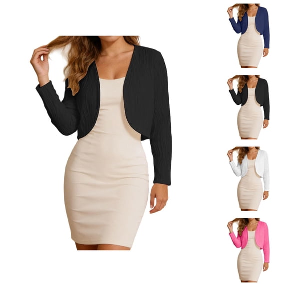 Womens Bolero Shrug Long Sleeve Open Front Lightweight Knit Cropped Cardigan Sweaters Summer Fall Tops