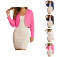 thumbnail image 1 of Womens Bolero Shrug Long Sleeve Open Front Lightweight Knit Cropped Cardigan Sweaters Summer Fall Tops, 1 of 7