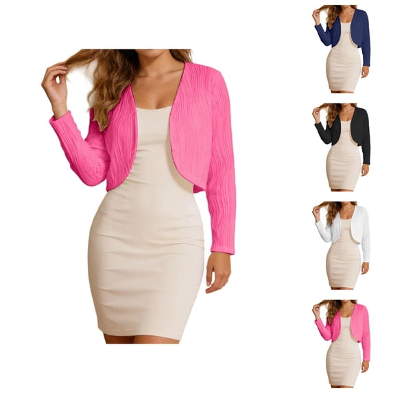 Womens Bolero Shrug Long Sleeve Open Front Lightweight Knit Cropped Cardigan Sweaters Summer Fall Tops