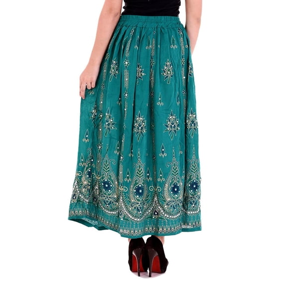 Womens Bollywood Indian Long Skirts Sequins Ankle Length Rayon India Clothing