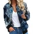 thumbnail image 1 of Womens Bomber Jacket 2025 Long Sleeve Zip Up Floral Outerwear Lightweight Loose Casual Fall Cardigan Coats With Pockets, 1 of 4