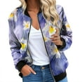 thumbnail image 1 of Womens Bomber Jacket 2025 Long Sleeve Zip Up Floral Outerwear Lightweight Loose Casual Fall Cardigan Coats With Pockets, 1 of 4