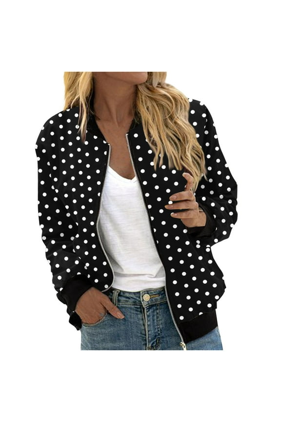 Womens Bomber Jacket Long Sleeve Zip Up Floral Outerwear Lightweight Loose Casual Fall Street Style Coats with Pockets