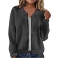 thumbnail image 1 of Womens Bomber Jacket Zip Up Cropped Sweatshirt Cardigan Long Sleeve Solid Fall Casual Coat with Pockets, Dark Gray L, 1 of 7