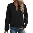 thumbnail image 1 of Womens Bomber Jacket Zip Up Sports Jackets Coats Stand Collar Causal Long Sleeve Fall Fashion Pocket Outerwear Top S-2XL, 1 of 6