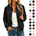 thumbnail image 1 of Womens Bomber Jackets Casual Lightweight Plaid Print Spring Fall Daily Wear Travel Zip Up Cardigan Jacket, 1 of 8