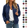 thumbnail image 1 of Womens Bomber Jackets Casual Lightweight Polka Dots Print Spring Fall Daily Wear Travel Zip Up Cardigan Jacket, 1 of 8