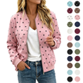 thumbnail image 1 of Womens Bomber Jackets Casual Lightweight Polka Dots Print Spring Fall Daily Wear Travel Zip Up Cardigan Jacket, 1 of 8
