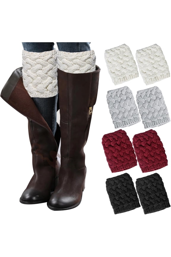 Womens Boot Socks Winter Warm Crochet Knitted Boot Cuffs Topper Socks Short Leg Warmers Gifts