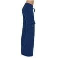 thumbnail image 1 of Womens Bootcut Cargo Pants with Button Pockets Wide Leg Yoga Pants Elastic Waist Flared Pants for Workout Gym, 1 of 7
