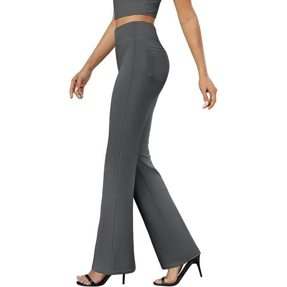 Womens Bootcut Dress Pants Business Casual Work Pants with Pockets High Waist Stretchy Trousers Pull On Office Slacks