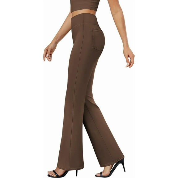 Womens Bootcut Dress Pants Business Casual Work Pants with Pockets High Waist Stretchy Trousers Pull On Office Slacks